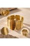 Golden Ribbed Gold Color Brass Mechanical Clamp Bracelet Women's Modern Design - 3