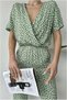 Tulle Double-Breasted Jumpsuit with Sleeves Fabric Collar Short - 2