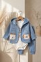 Lumi Bear Quilted Hooded Cardigan, Bodysuit and Jogger 3-Piece Baby Set - Premium Cotton Baby Combination - 2