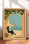 Rilassati E Basta Written Beachside Woman Framed Painting Italy Poster Wall Decor Itn029