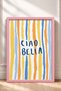 Ciao Bella Written Colorful Lines Framed Painting Italy Poster Living Room Kitchen Wall Decor Itn033 - 3