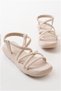 Women's Open Wedge Heeled Sandals with Elastic Straps - 5