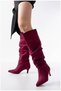 Women's Long Slim Casual Heeled Suede Comfort Boots