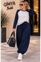 Buketli̇ Women's Raglan Sleeve Sweatshirt and Shalwar Pants Tracksuit Set - 6