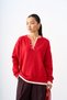 Women's Half Button Detail Knitwear Sweater Red - 2