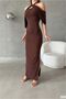 Glittery Low-Cut Fabric Strap Dress