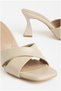 Women's Double Patent Leather Formed Square Heeled Strap Slippers - 3