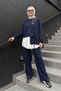 Luna Pants Suit with Shirt Detail on the Inside 920 Navy Blue - 5