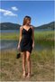 Double-Breasted Mini Draped Collar Strap Dress - 5