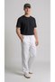 Men's Ecru Three-Strap Ruffled Waistband Baggy Sweatpants - 2