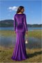 Velvet V Evening Dress Fabric Collar Slit Dress - 4