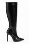 Women's High Long Thin Patent Leather Elastic Heeled Zippered Boots - 2