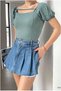 Crepe Fabric Collared Square Strap Blouse - 2