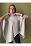 Turtleneck Asymmetrical Cut Knitwear Poncho Aw26Kz00094