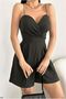 Flexible Jumpsuit with Flounces, Mini Fabric Collar, Crepe