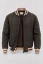 Men's Seasonal Jacket with Contrast Stripes and Ribbed Collar in Brown