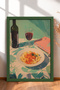 Pasta and Red Wine Table Framed Painting Italy Poster Living Room Kitchen Wall Decor Itn061