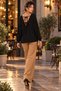 Women's Long Sleeve V-Neck Bat Sleeve Backless Viscose Blouse with Lace Detail - New Season Feminine Elegance and Modern Chic - 6
