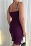 V Evening Dress Mini Collar Strap Slit Dress - 2