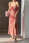 Woven Fabric Strap Slit Dress