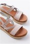 Women's Genuine Orthopedic Leather Wedge Heeled Sole Knitted Patterned Sandals - 3