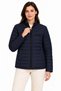 Women's Stand Collar Water Repellent Padded Quilted Three-Pocket Coat Jacket - Navy Blue - 7