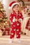 100% Cotton Red Christmas Decorated Baby Kids Pajama Set, Santa Patterned - 3