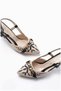 Women's Linen Stable Open-Back Buckle Comfort Heeled Shoes - 4