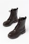 Women's Flat Daily Heeled Zippered Lace-Up Boots - 3