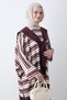 Striped Shoulder Scarf Plum Set - 2