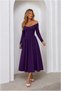 Kayık Long Evening Dress Midi Sleeve Collar Dress - 5