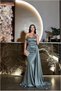 Satin Evening Dress Maxi Boat Neck Fabric Dress - 4