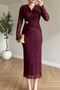 Sim Embroidered Tulle Sleeves Draped Evening Dress - 6