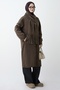 Bitter Brown Cashmere Coat with Buttoned Scarf Detail - 5