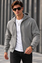 Men's Winter Regular Cut Thick 3-Yarn Hooded Zippered Sweatshirt Jacket with Fleece Inside - 8