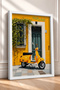 Yellow Facade in Front of Classic Scooter Framed Painting Italy Poster Living Room Kitchen Wall Decor Itn081 - 2