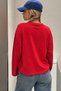 Women's Regular Fit Long Sleeve T-Shirt Basic Red – Crew Neck, 100% Cotton, Drop Shoulder - 2