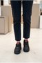 Farm Women's Sneakers Lace-Up Sports Shoes Beaded Black Leather - 2
