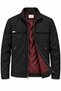 Men's Double-Capped Classic Collar Seasonal Jacket with Chest Pockets, Black
