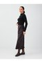 Brown Zebra Patterned Straight Cut Satin Midi Skirt - 3