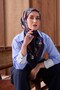 وشاح حرير تويل أسود نباتي