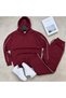 Men's Hooded Kangaroo Pocket White Stripe Detailed Wide Leg Top and Bottom Tracksuit Set - 2