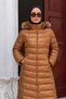 Beli Belted Hooded Long Puffer Coat Tsd260368 Brown - 4