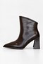 Brown Patent Leather Women's Pointed Toe Thick Heeled Women's Boots - 2