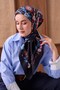 وشاح حرير تويل أسود نباتي - 4