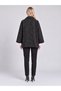 Women's Black Shawl Patterned Single Pocket Asymmetrical Velvet Jacket - 4