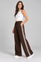 Women's Thin Rubber Side Stripe 3 Thread Non-Threaded Wide Leg Sweatpants Cty-Abr-2398 - 2