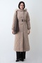 Belted Double Snap Milk Brown Quilted Coat - 6