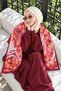 Eiffel Flower Pattern Coral-Burgundy Soft Foulard Scarf 90X90 cm