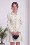 Women's Shirt Collar Gold Buttoned Long Sleeve Mini Dress Black, Ecru, Brown - 2